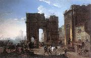 SALUCCI, Alessandro Harbour View with Triumphal Arch g Spain oil painting reproduction